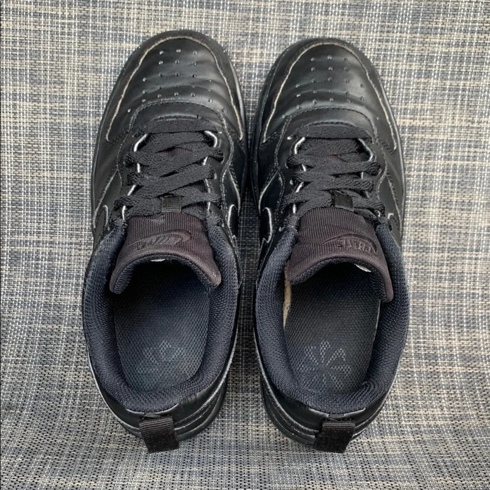 Nike Court Borough Low Recraft Black Leather Sneakers Big Kids' Shoes size 4